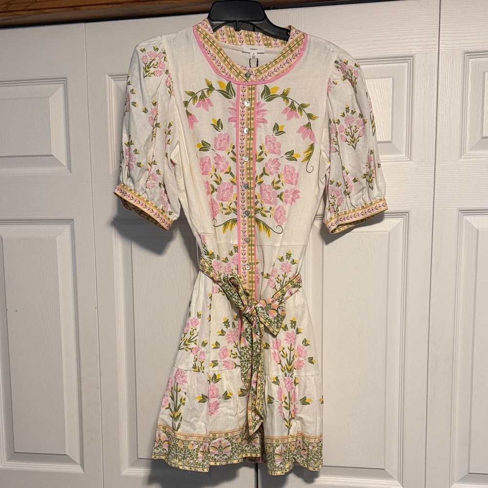 A Loves A Floral Print Dress with Pink and Green Accents- RUNS SMALL